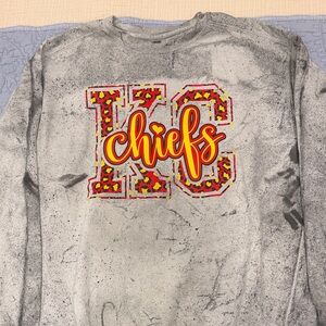 Comfort Colors Gray KC Chiefs Leopard Graphic Sweatshirt